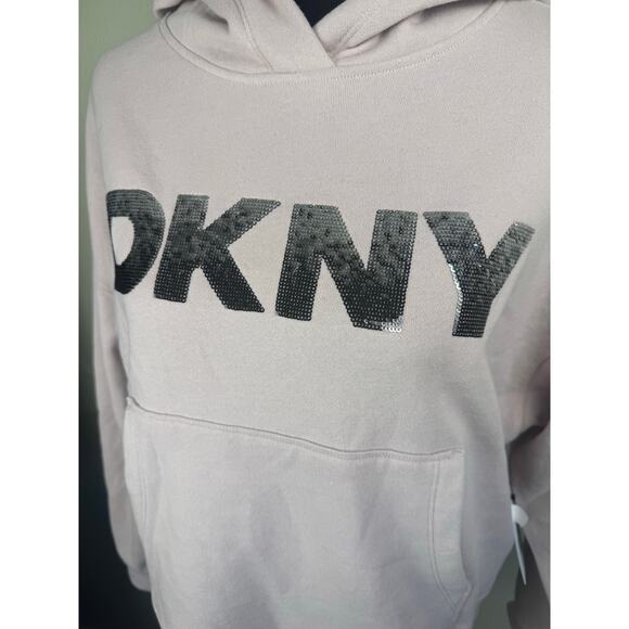 DKNY Sport Women's Sequin Pullover Fleece Hoodie ALLURE NWT SIZE L - Picture 5 of 12